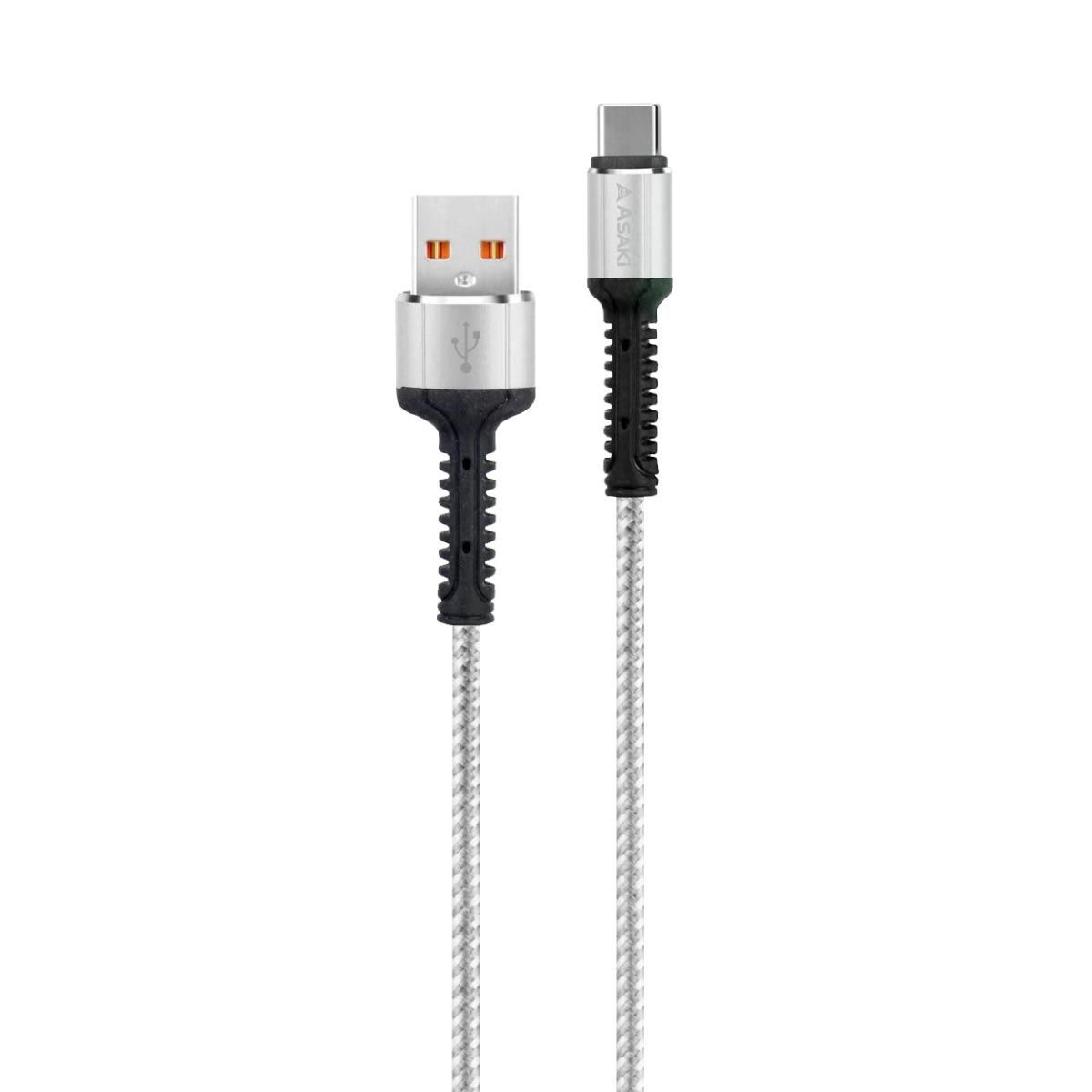 ASAKI ชุดสายชาร์จ USB-A TO TYPE-C สีขาว รุ่นA-2228