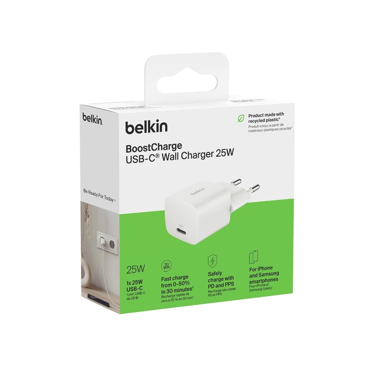 Belkin BoostCharge (25W) with PPS USB-C Wall Charger (ที่ชาร์จติดผนัง) PD 3.1 - สีขาว