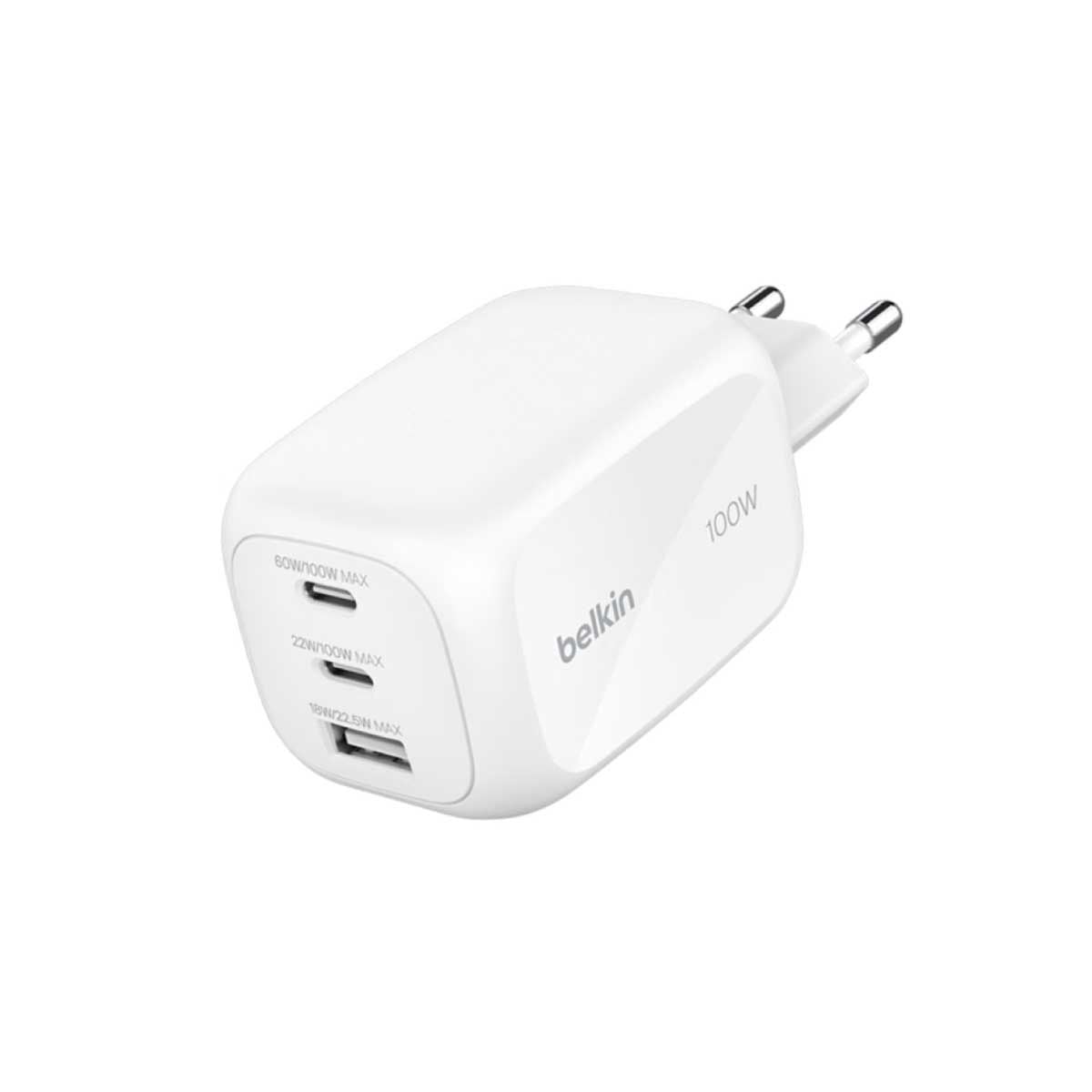 Belkin Boost Charge Pro (100W) 3-Port GaN Wall Charger (ที่ชาร์จติดผนัง) - สีขาว