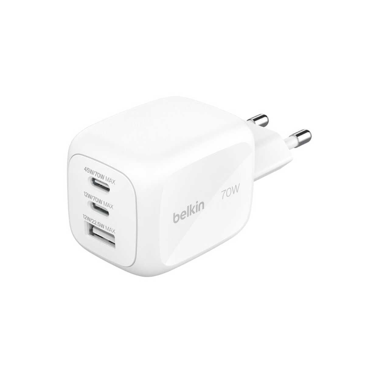 Belkin Boostcharge Pro (70W) - 3-Port GaN Wall Charger (ที่ชาร์จติดผนัง) - สีขาว