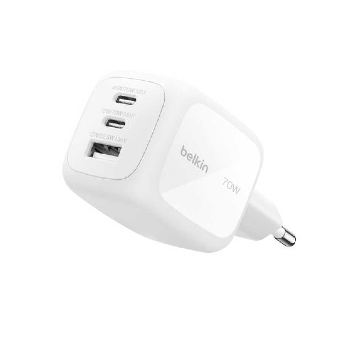 Belkin Boostcharge Pro (70W) - 3-Port GaN Wall Charger (ที่ชาร์จติดผนัง) - สีขาว