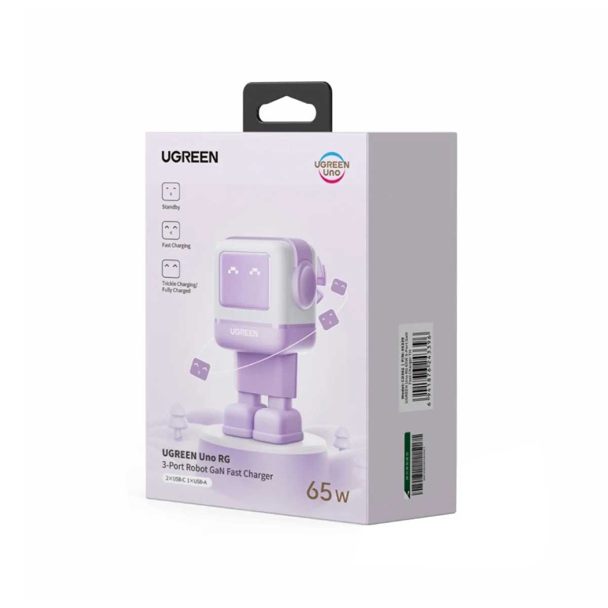 UGREEN หัวชาร์จ RoboGan 65W หน้าจอ LCD สี Purple