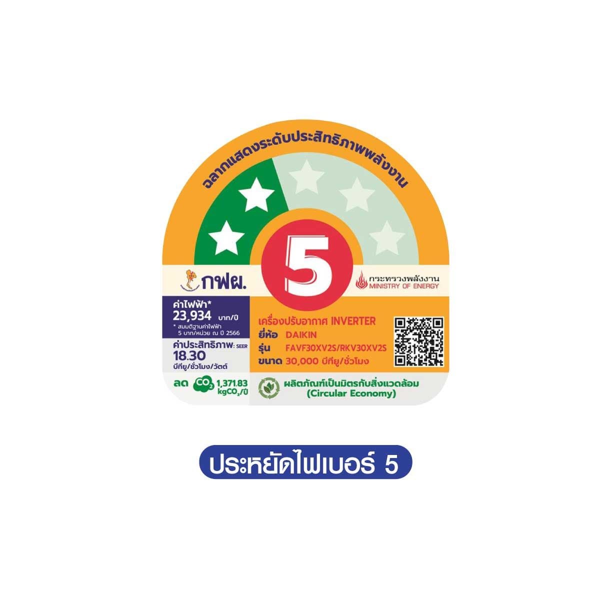 DAIKIN เครื่องปรับอากาศแบบติดผนัง 30000 BTU INVERTER  รุ่น FAVF30XV2S