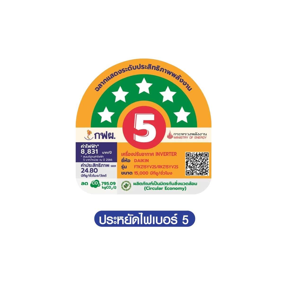 DAIKIN แอร์ เครื่องปรับอากาศติดผนัง INVERTER  15,000 BTU STEAMER WIFI รุ่นFTKZ15YV2S