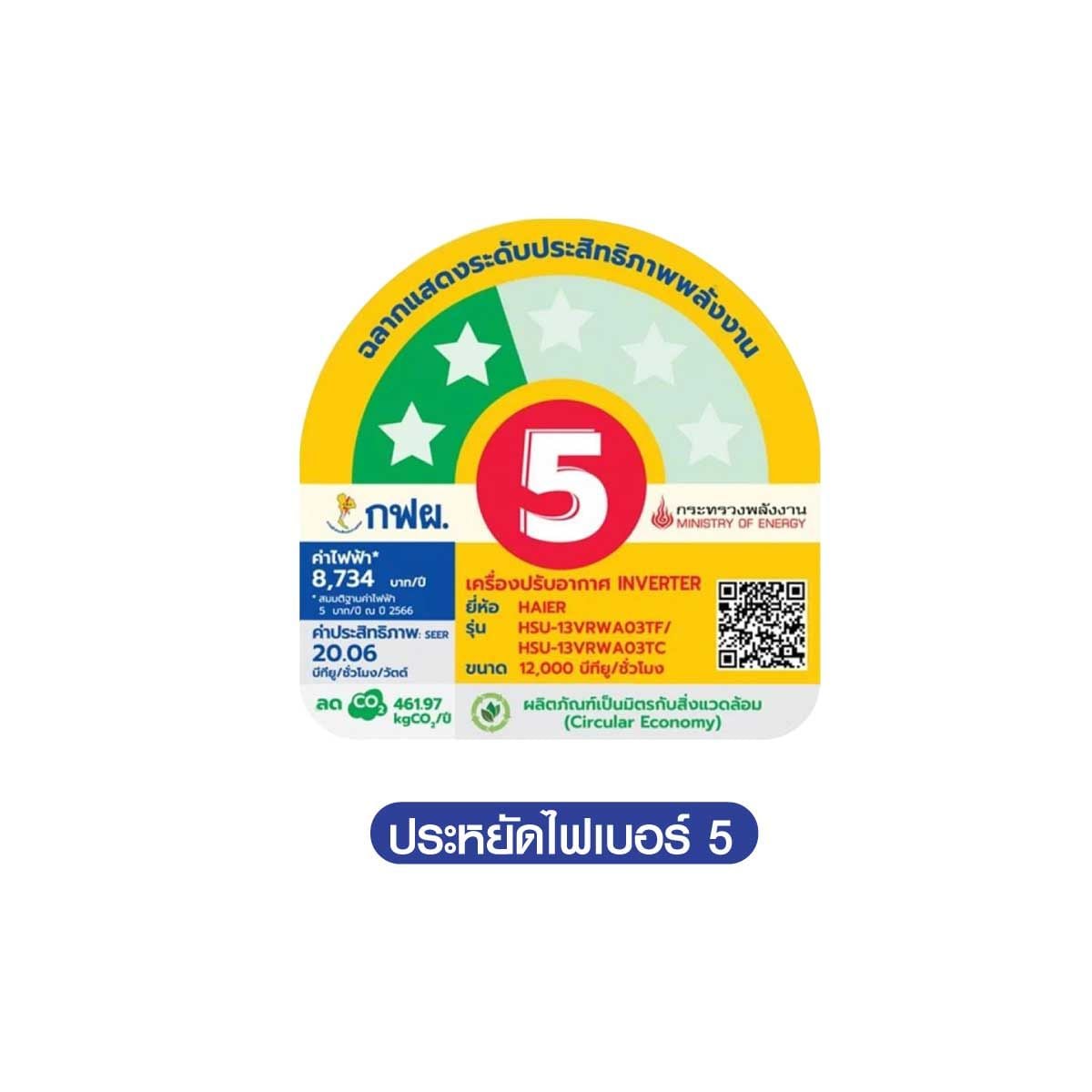 Haier แอร์ เครื่องปรับอากาศติดผนัง 12,000 BTU WIFI INVERTER รุ่น HSU-13VRWA03T