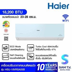 HAIER เเอร์ครื่องปรับอากาศ 18BTU UV Cool Voiceสีฟ้า รุ่นHSU-18VRSA05B