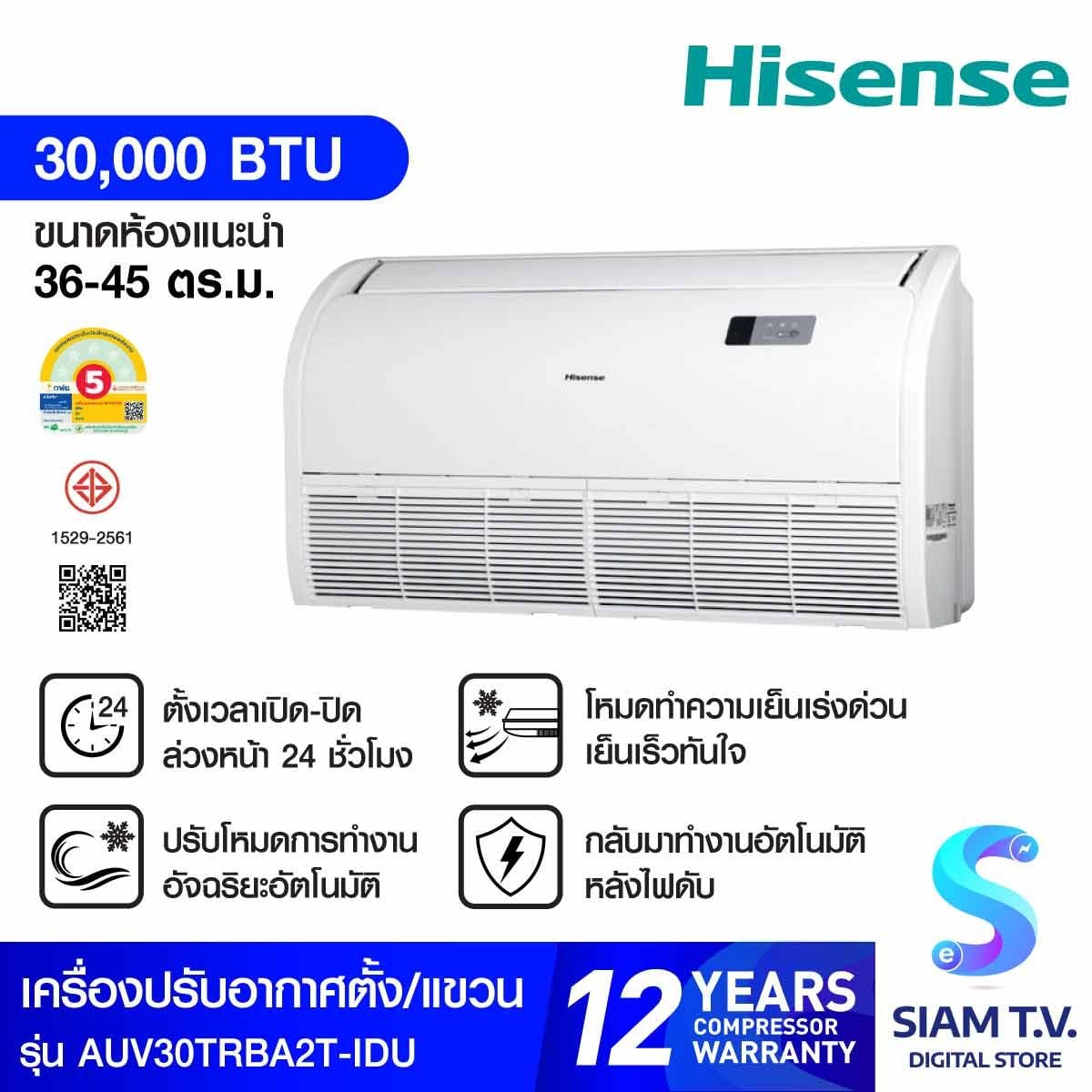 Hisenseเครื่องปรับอากาศแบบแขวนใต้ฝ้า30KBTU เบอร์5 รุ่นAUV30TRBA2T-IDU