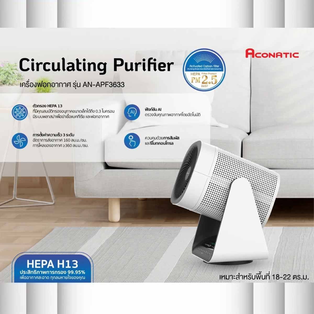 Aconatic เครื่องฟอกอากาศ 20 ตรม. PM2.5 รุ่น AN-APF3633