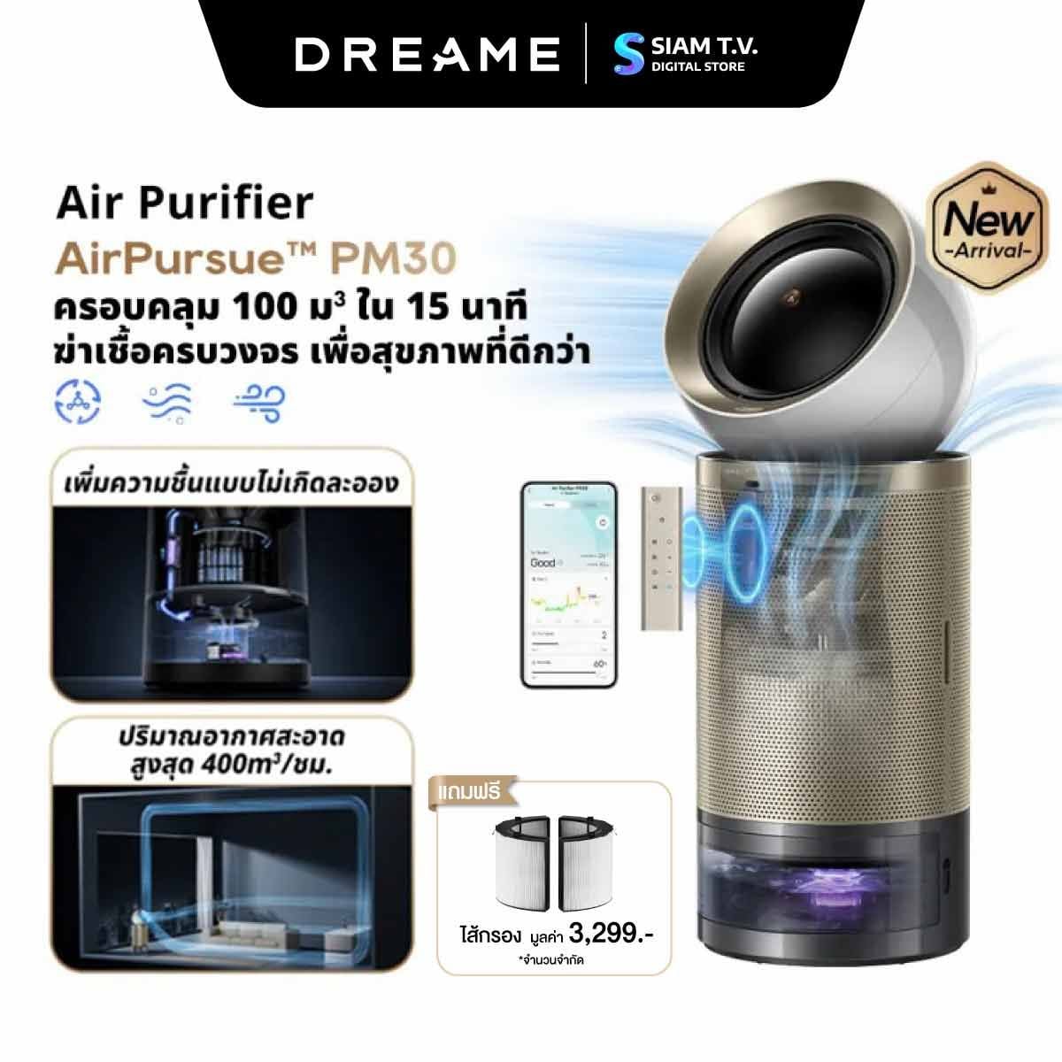 DREAME เครื่องฟอกอากาศ 400 ตร.ม. รุ่น PM30