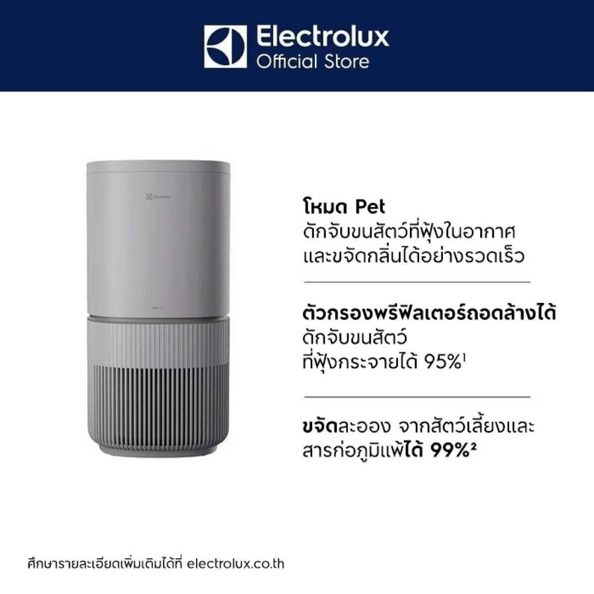 ELECTROLUX เครื่องฟอกอากาศ WiFi 56 ตรม.UV PM1.0 รุ่น EP53-45UGB