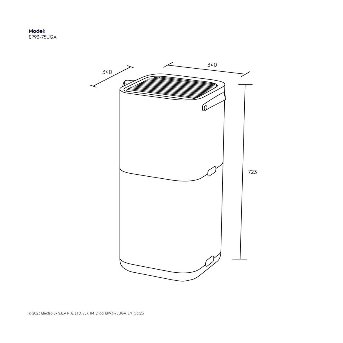ELECTROLUX    เครื่องฟอกอากาศ100ตรม.UV PM1.0 รุ่นEP93-75UGA