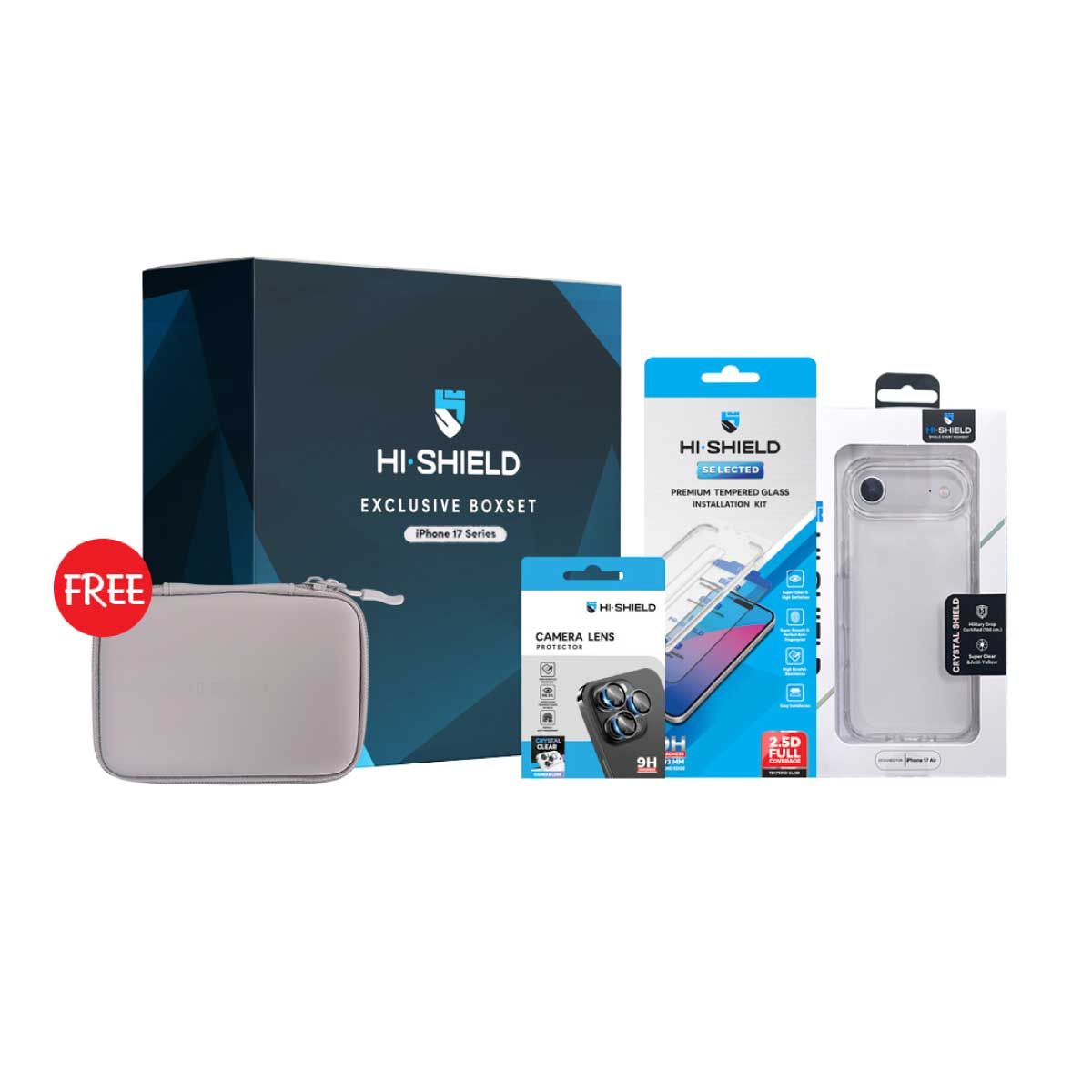 HI-SHIELD Boxset สำหรับสมาร์ทโฟนรุ่นที่ 17Air (ฟิลม์กระจก+เลนส์+Case+กล่องอะเนกประสงค์)