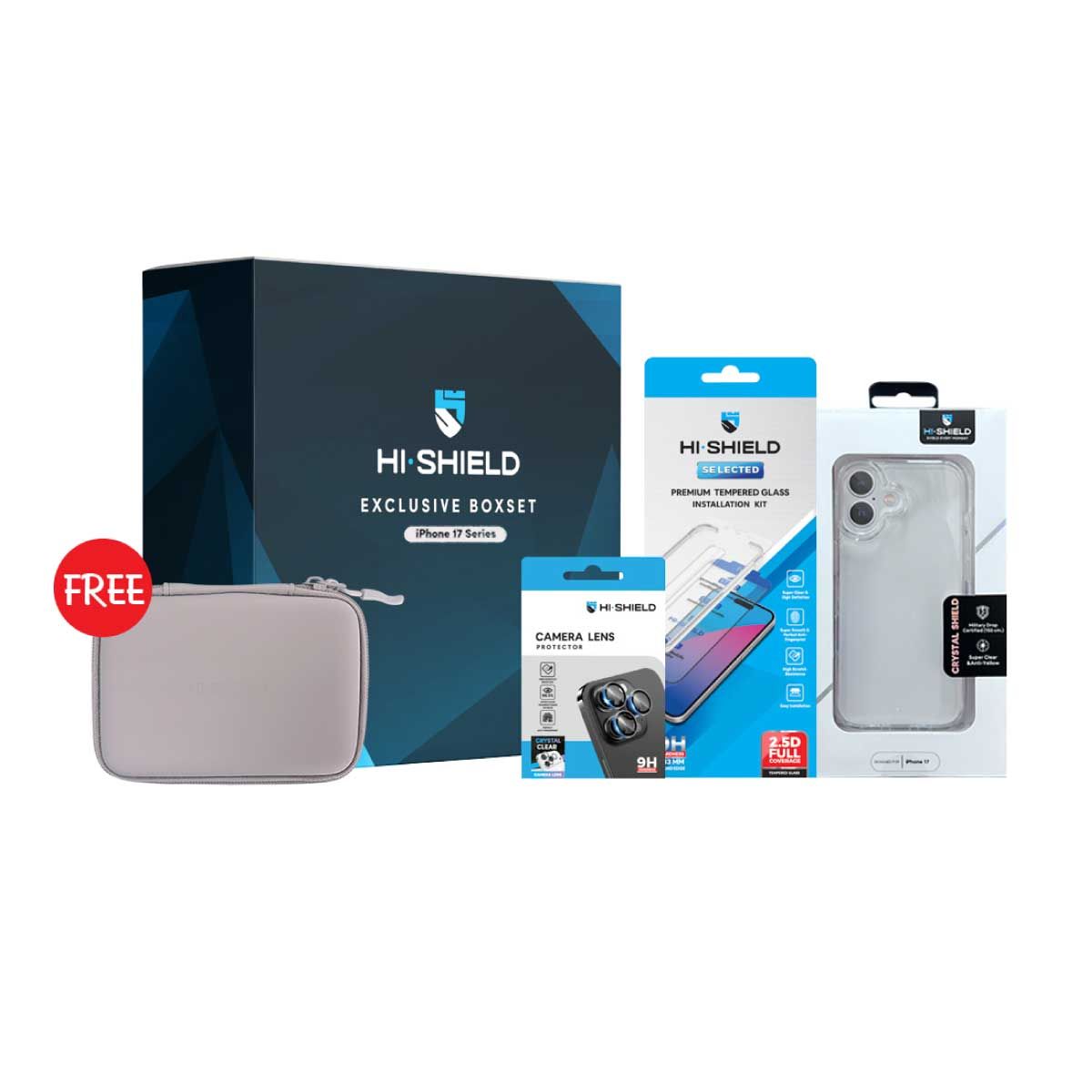 HI-SHIELD Boxset สำหรับสมาร์ทโฟนรุ่นที่ 17 (ฟิลม์กระจก+เลนส์+Case+กล่องอะเนกประสงค์)