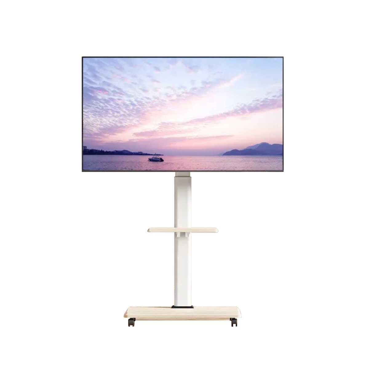 ขาแขวนทีวีตั้งพื้นมีล้อเลื่อน26-70" สีขาว รุ่นKM- 1600/W90 ติดตั้งจอแนวนอน-แนวตั้งได้
