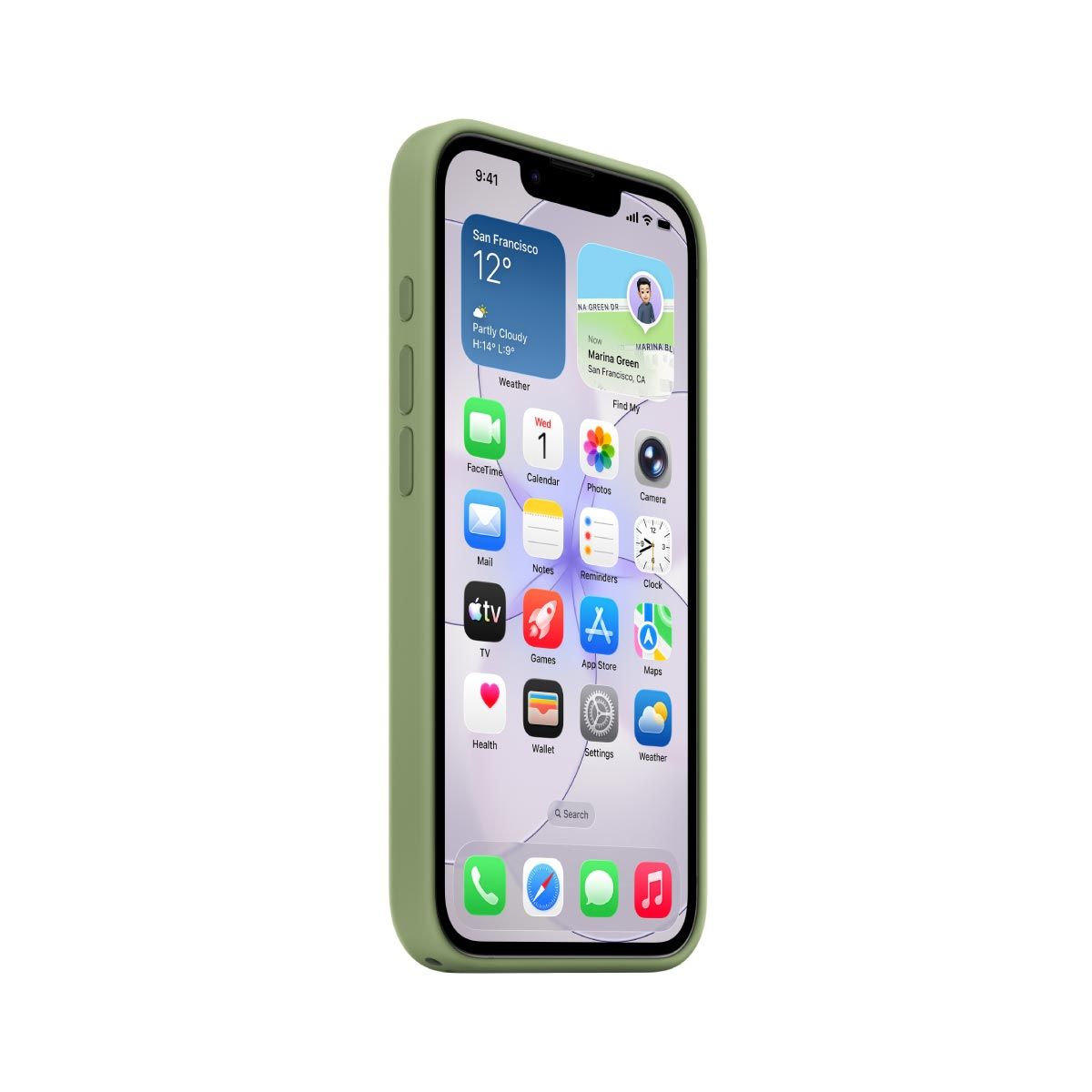 Apple เคสซิลิโคนพร้อม MagSafe สำหรับ iPhone 17e - สีเขียวอ่อนมอส