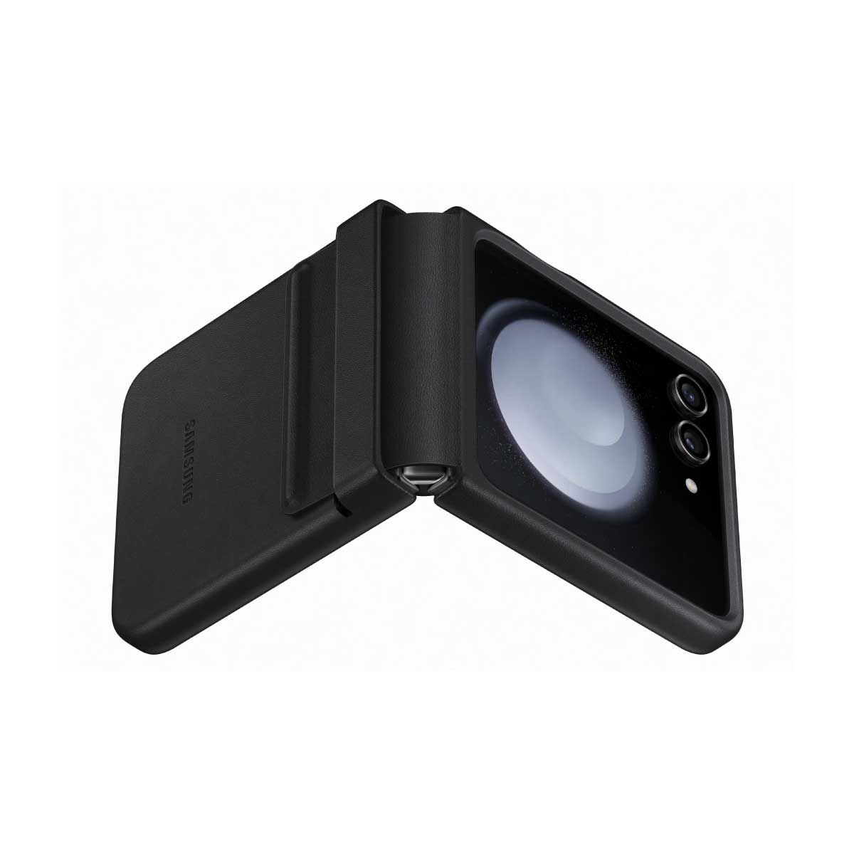 Galaxy  Z Flip5 Flap ECO-Leather Case Black เคสหนังแท้คุณภาพสูง เนื้อสัมผัสนุ่ม