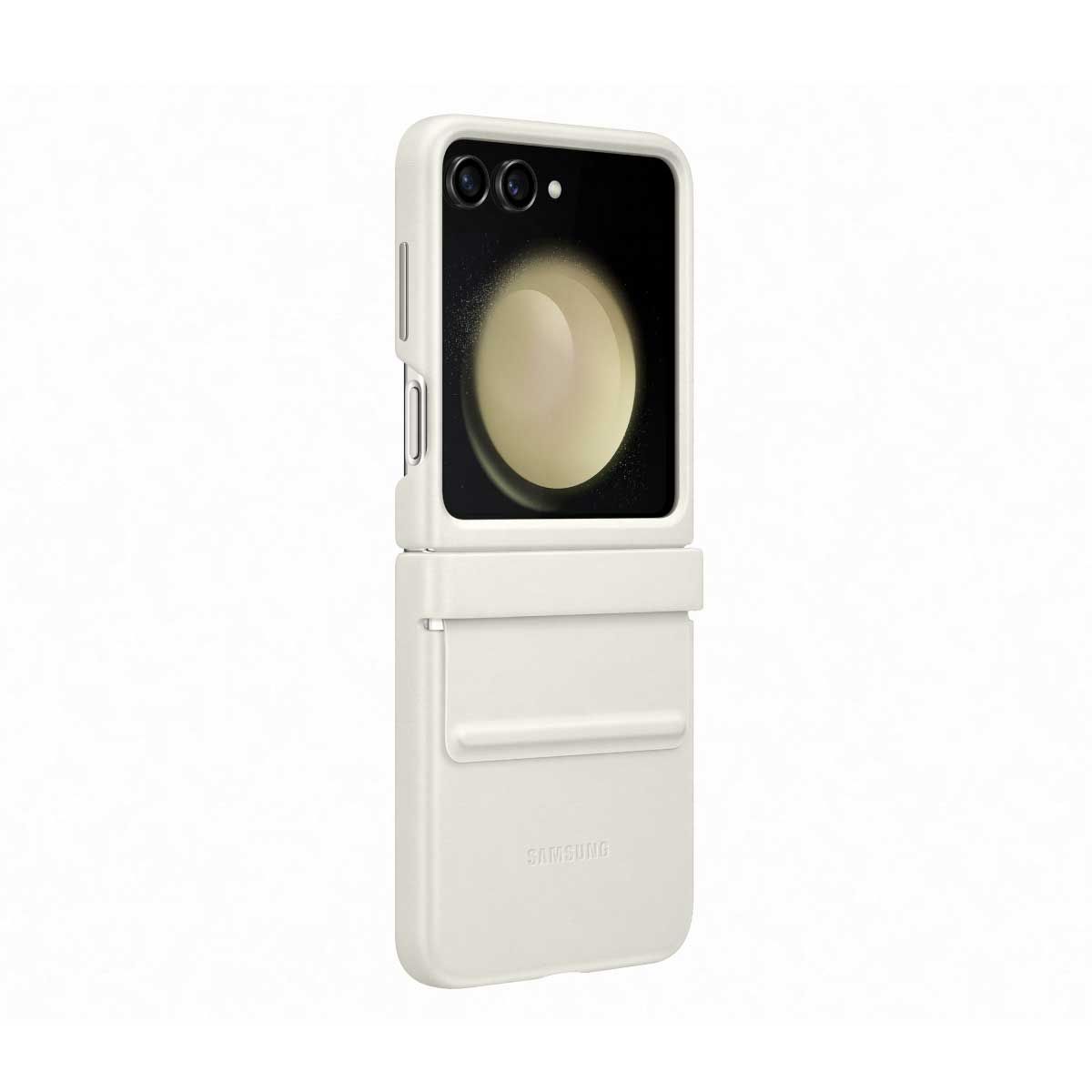 Galaxy  Z Flip5 Flap ECO-Leather Case Cream เคสหนังแท้คุณภาพสูง เนื้อสัมผัสนุ่ม