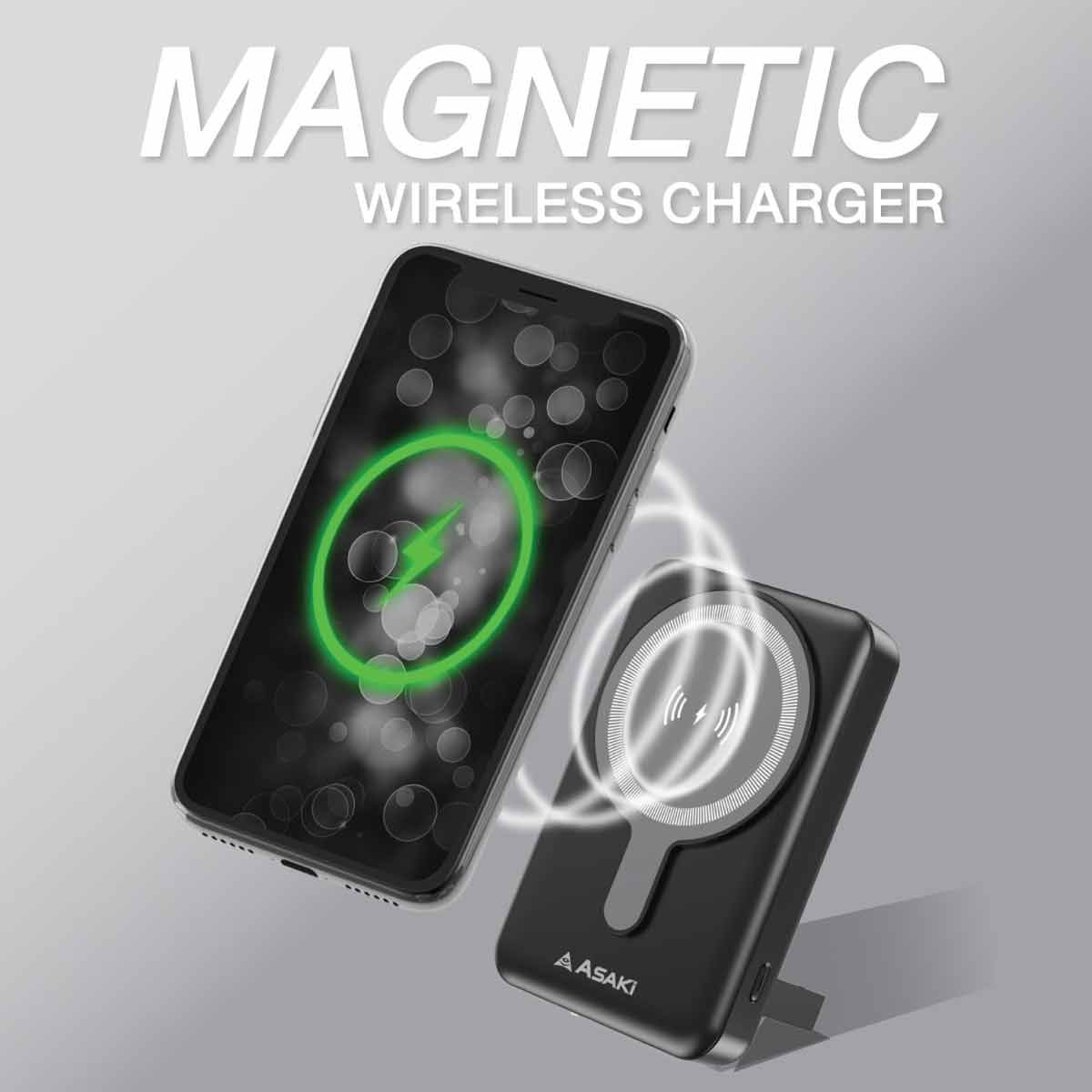 ASAKI Power Bank Asaki ชาร์จไร้สาย 10000mAh รุ่นA-B3115W/สีขาว
