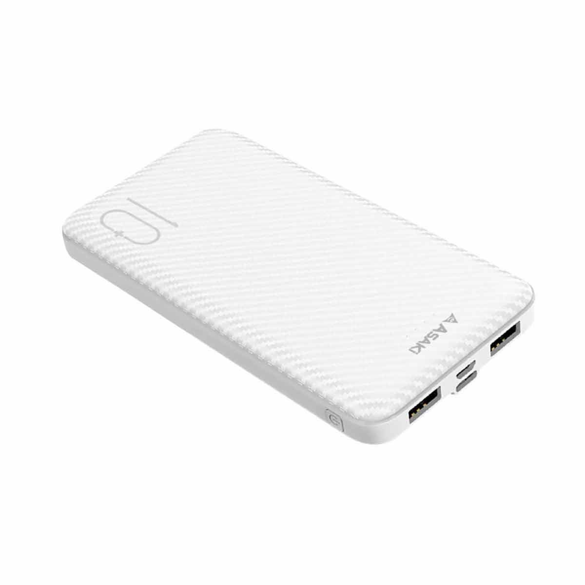 Asaki แบตเตอรี่สำรอง ความจุ 10000 mAh USB-A 2ช่อง  สีขาว รุ่น A-B3563