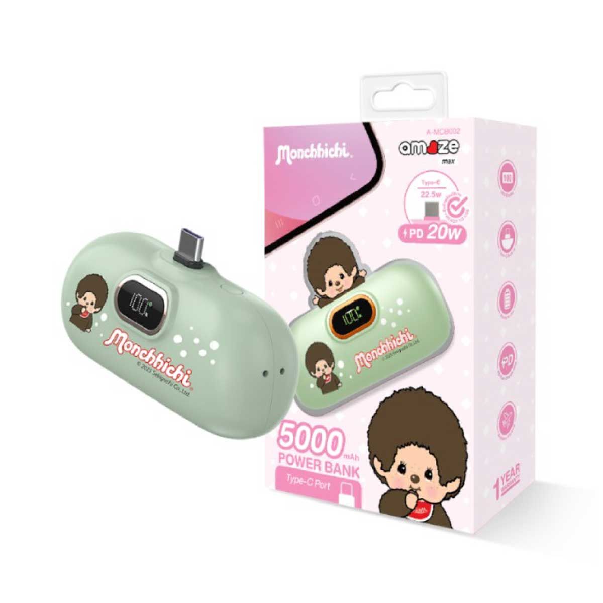 ASAKI Power Bank 5000MAh Monchhichi (Type-C) รุ่น A-MCB002 - สีเขียว