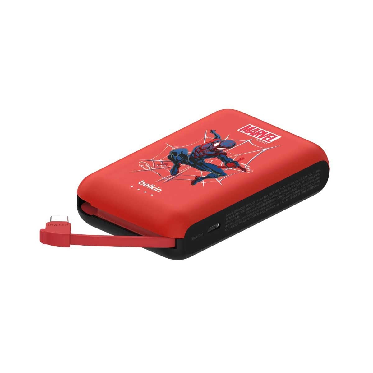 Belkin BoostCharge Power Bank (แบตเตอรี่สำรอง) 10000mAh with Integrated Cable - Spider-Man