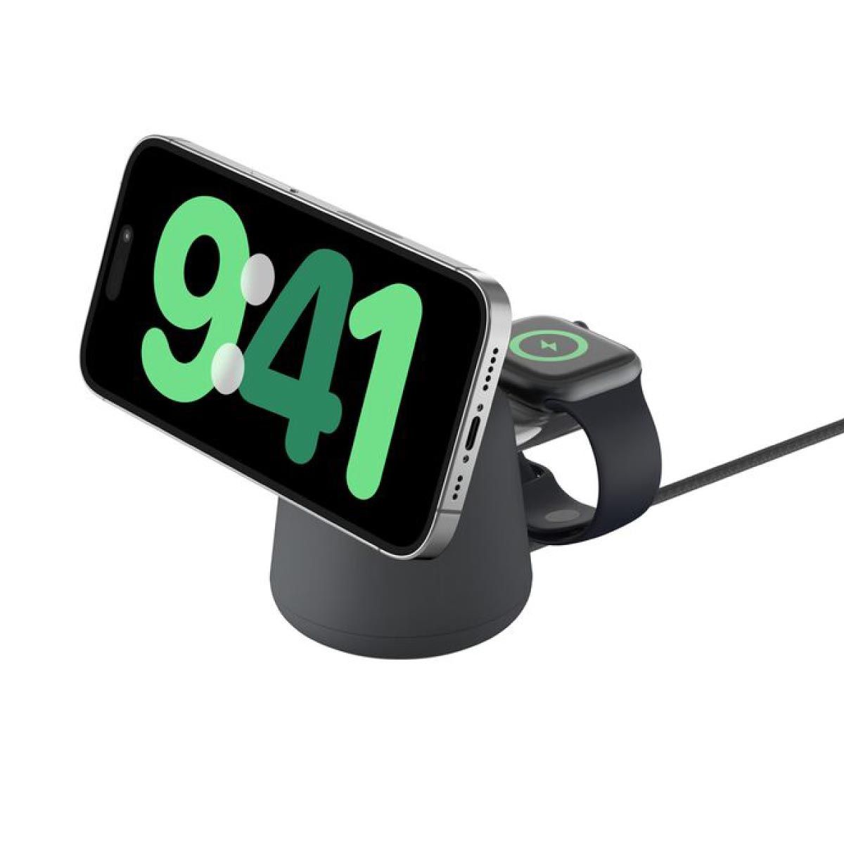 belkin แท่นชาร์จไร้สาย 2-in-1 พร้อม MagSafe 15W สีชาโคล