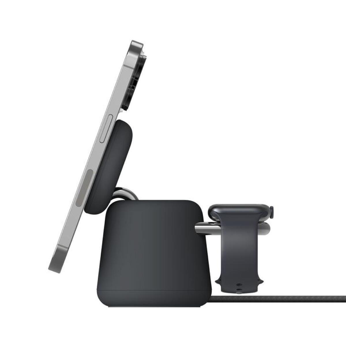 belkin แท่นชาร์จไร้สาย 2-in-1 พร้อม MagSafe 15W สีชาโคล