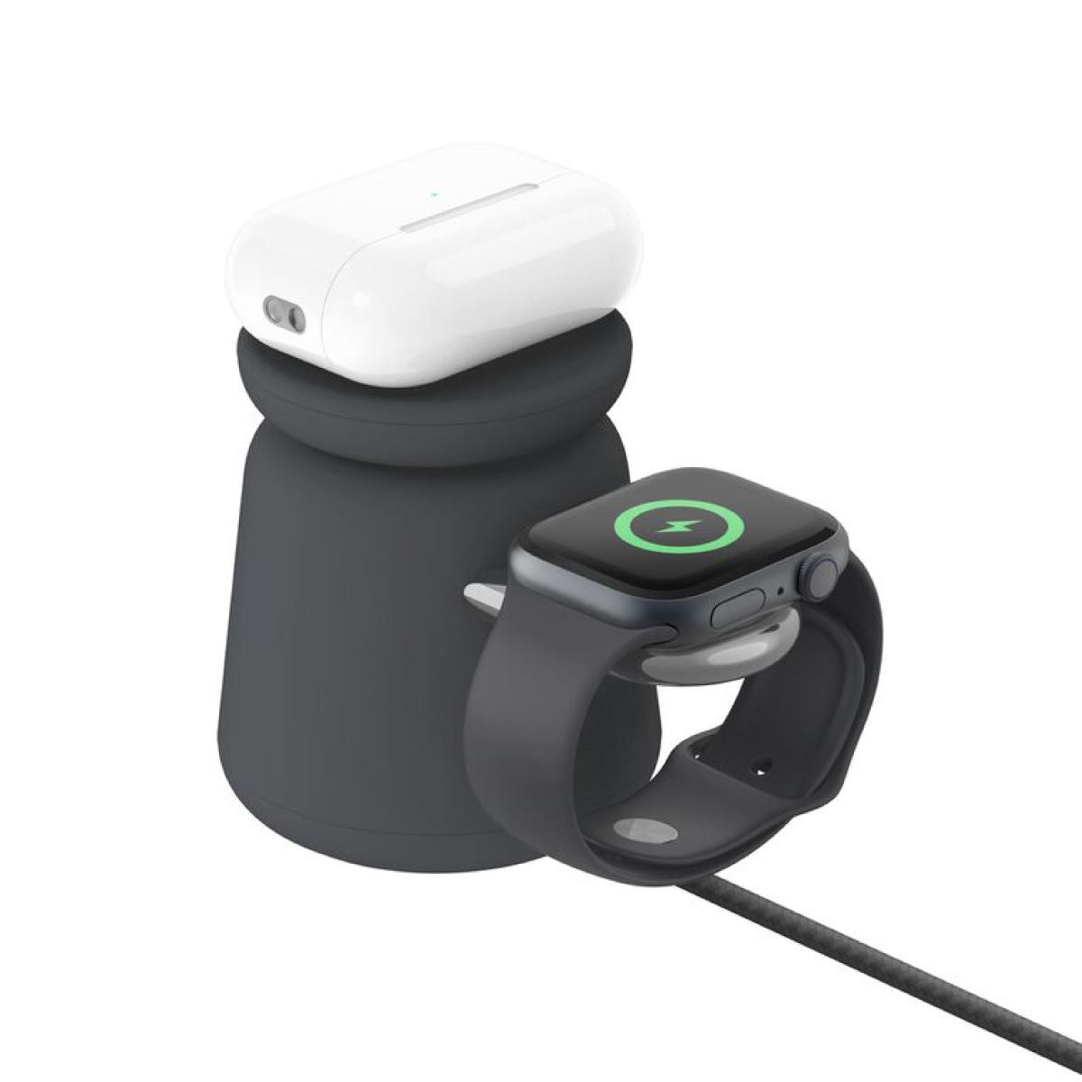 belkin แท่นชาร์จไร้สาย 2-in-1 พร้อม MagSafe 15W สีชาโคล