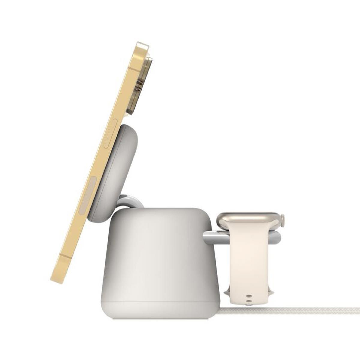 belkin แท่นชาร์จไร้สาย 2-in-1 พร้อม MagSafe 15W สีเบจ
