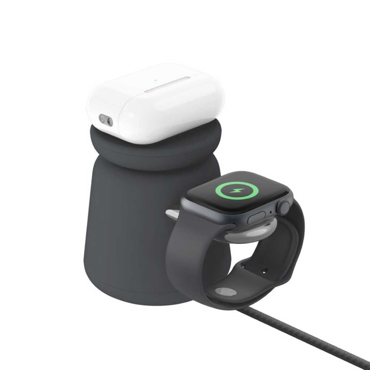 Belkin Wireless Charging Dock (แท่นชาร์จไร้สาย) 2 in 1 ชาร์จเร็วเทคโนโลยี Magsafe - สีดำ