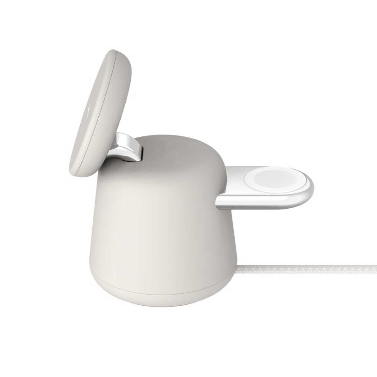 Belkin Wireless Charging Dock (แท่นชาร์จไร้สาย) 2 in 1 ชาร์จเร็วเทคโนโลยี Magsafe - สีเบจ
