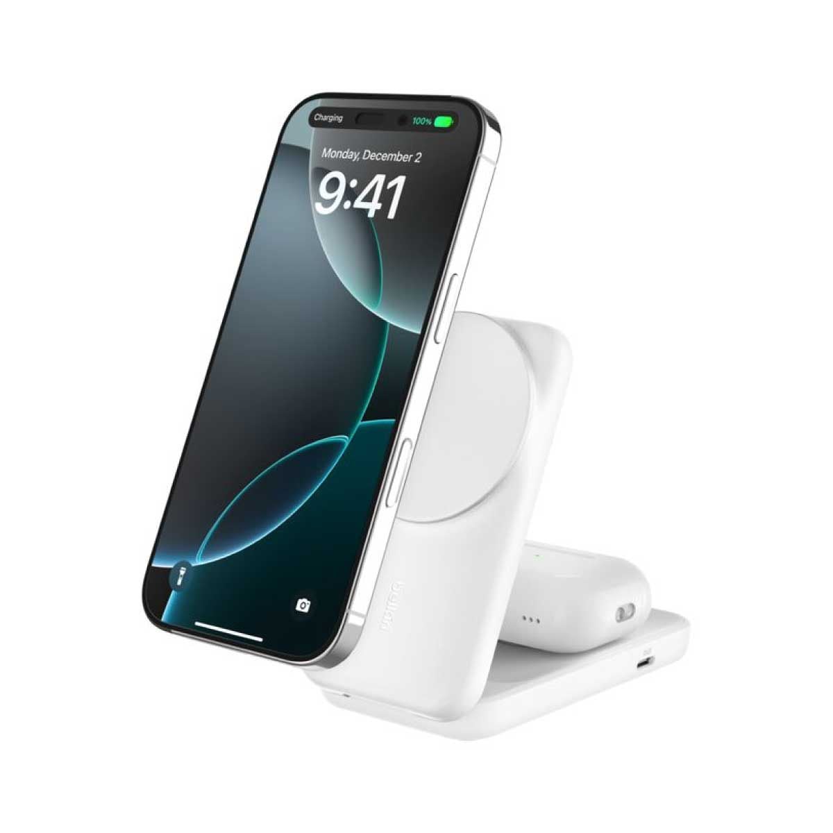 Belkin UltraCharge 2 in 1 (25W) Foldable Magnetic Charge (ที่ชาร์จไร้สาย) - สีขาว