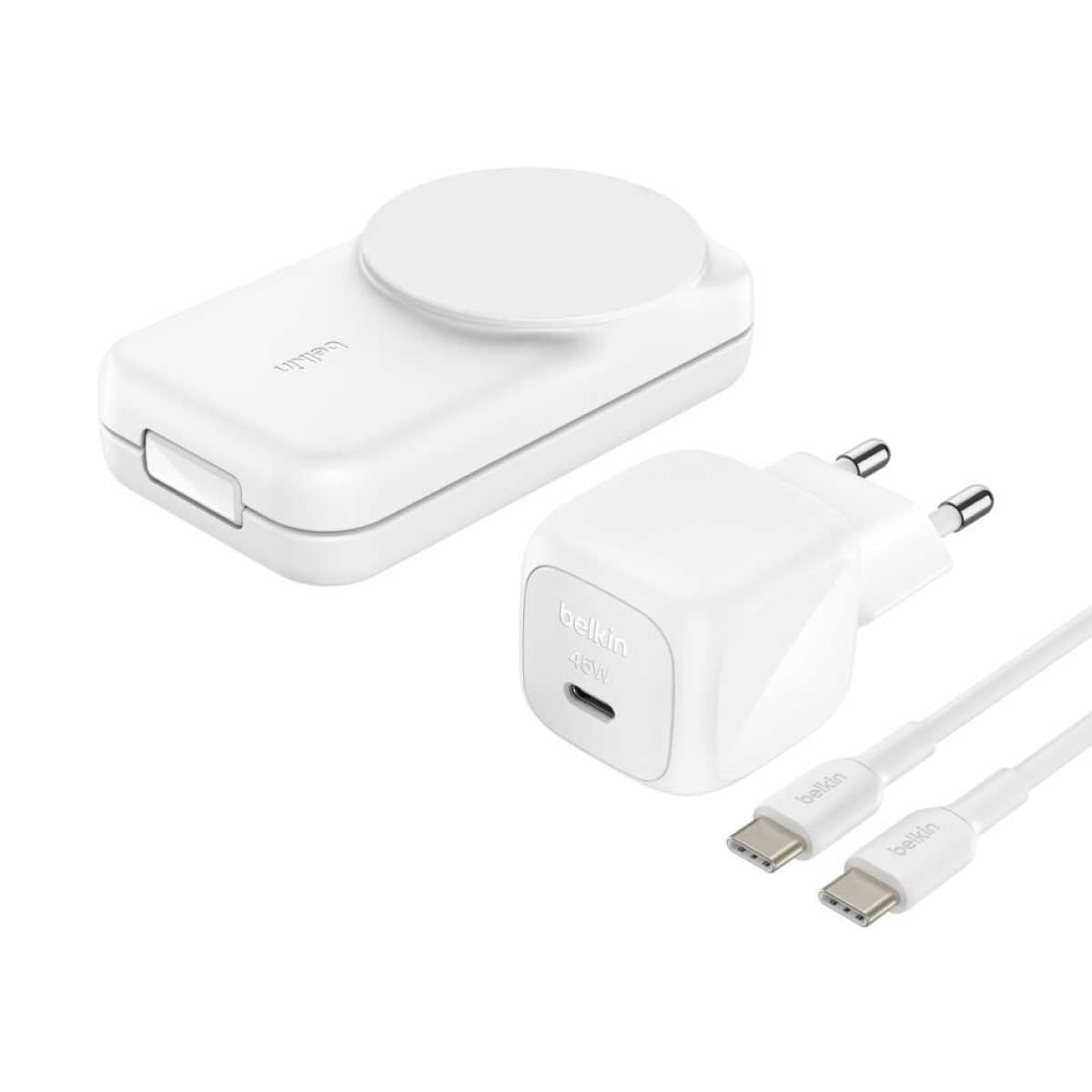 Belkin UltraCharge 2 in 1 (25W) Foldable Magnetic Charge (ที่ชาร์จไร้สาย) - สีขาว
