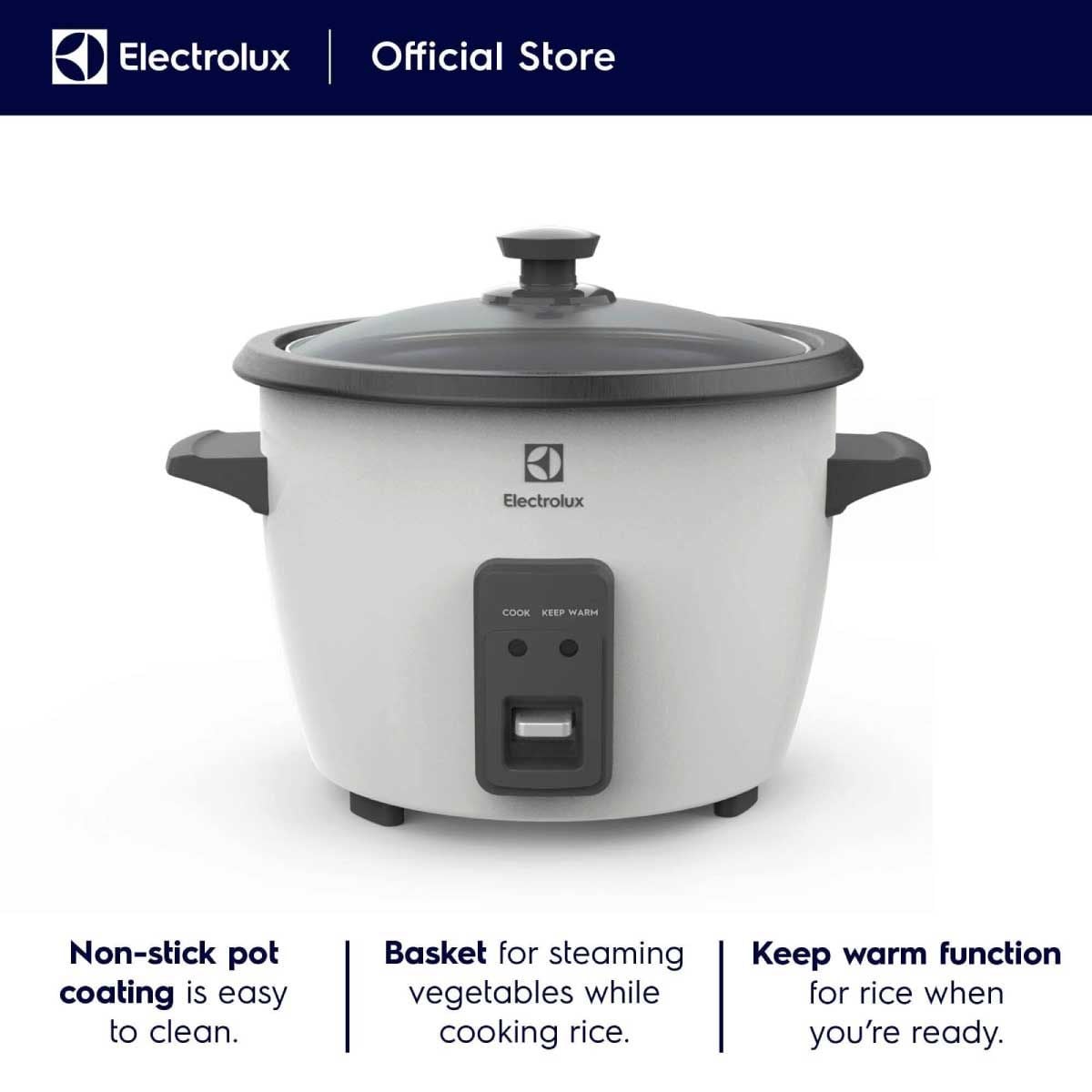 ELECTROLUX หม้อหุงข้าว รุ่นE2RC1-220W -ขนาด 1.3 ลิตร กำลังไฟ 536 วัตต์
