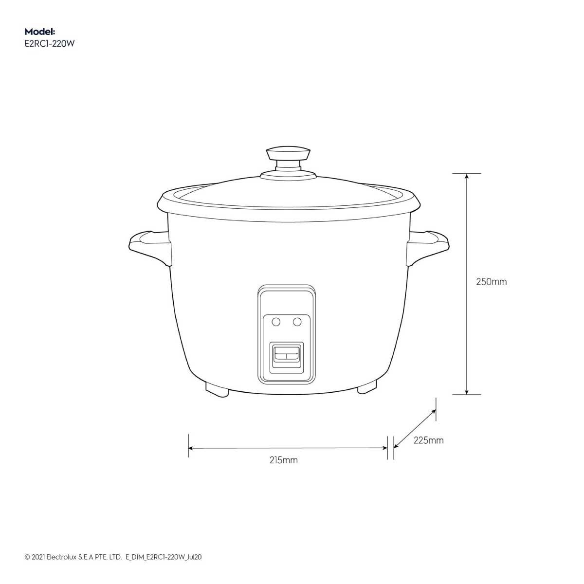 ELECTROLUX หม้อหุงข้าว รุ่นE2RC1-220W -ขนาด 1.3 ลิตร กำลังไฟ 536 วัตต์