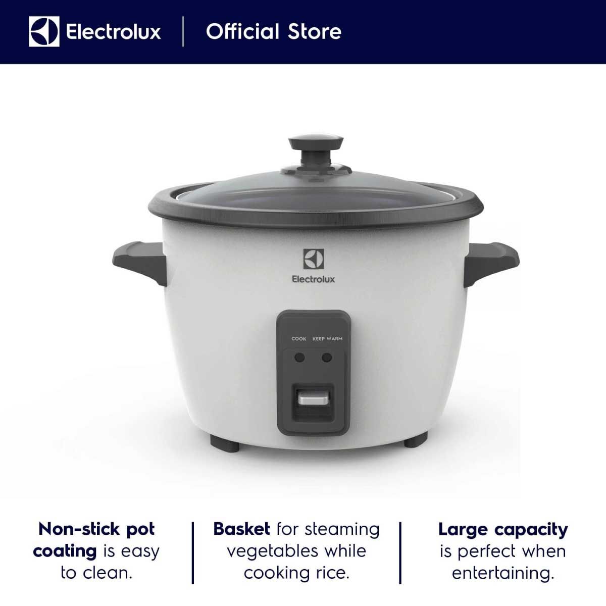 ELECTROLUX หม้อหุงข้าว รุ่น E2RC1-320W -ขนาด 1.8 ลิตร กำลังไฟ 833 วัตต์