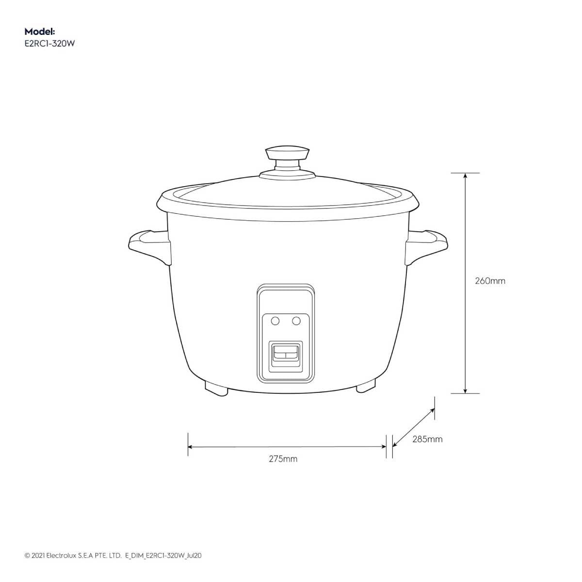 ELECTROLUX หม้อหุงข้าว รุ่น E2RC1-320W -ขนาด 1.8 ลิตร กำลังไฟ 833 วัตต์