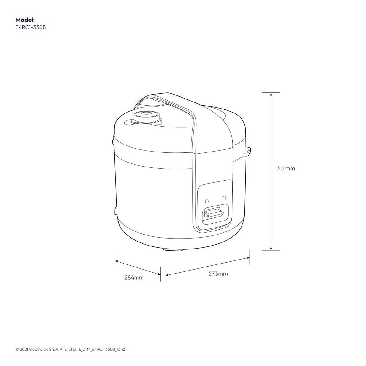 ELECTROLUX หม้อหุงข้าว รุ่น E4RC1-350B -ขนาด 1.8 ลิตร กำลังไฟ 770 วัตต์