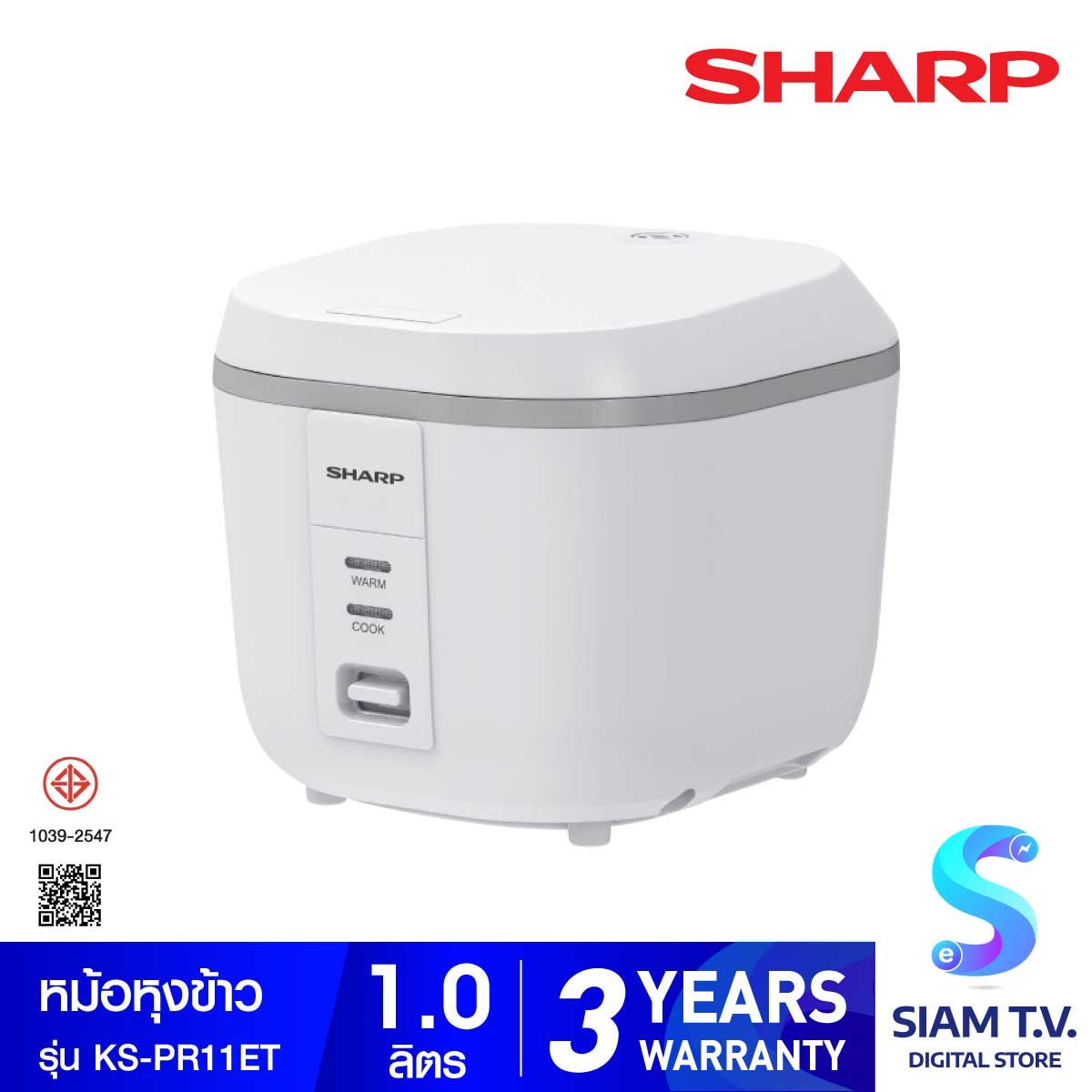 SHARP หม้อหุงข้าวอุ่นทิพย์คิวบ์ 1ลิตร สีขาว KS-PR11ET(WH)