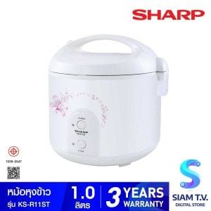 SHARP หม้อหุงข้าวอุ่นทิพย์1ลิตร สีขาวลายดอกไม้ รุ่นKS-R11STSIP
