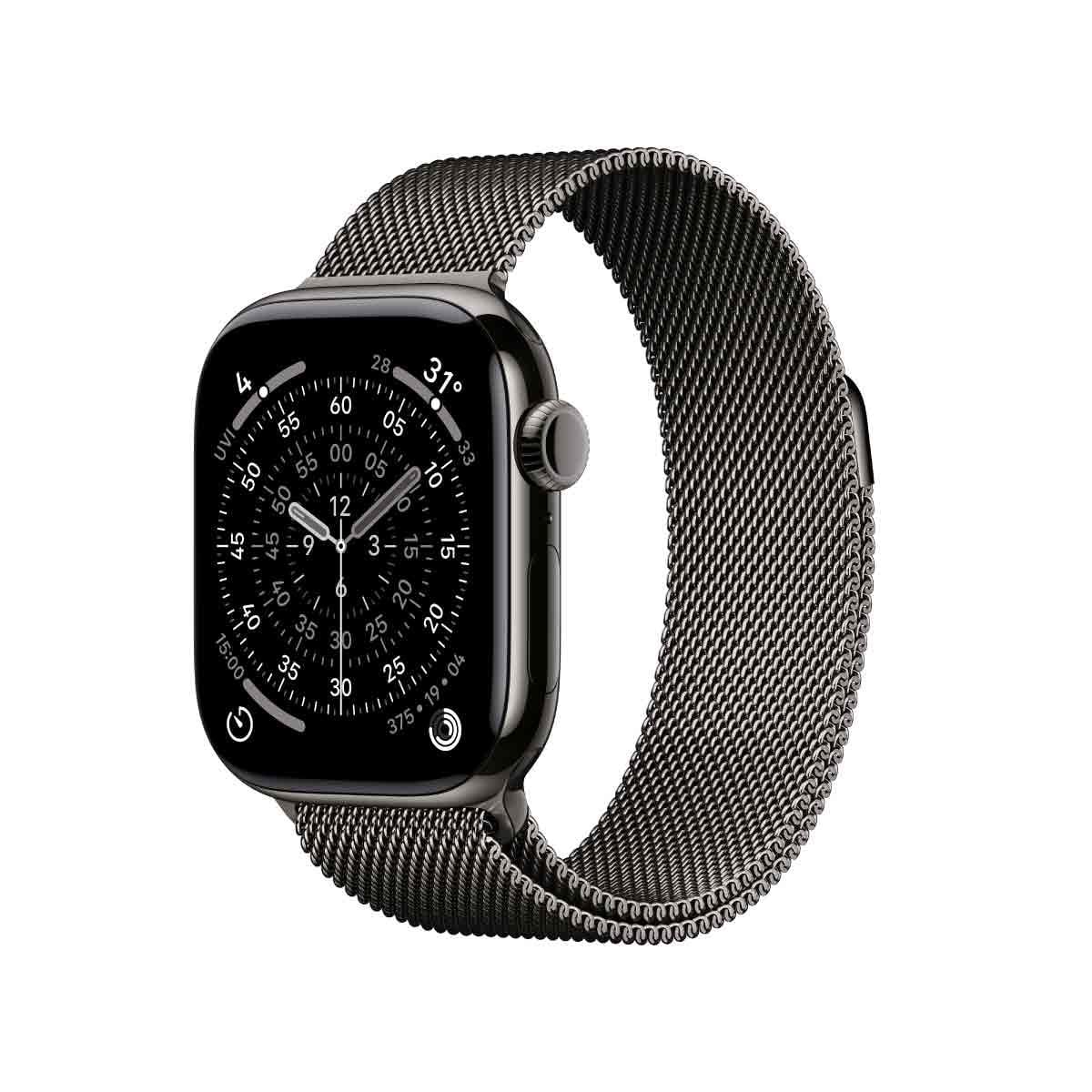 Apple Watch Series 11 รุ่น GPS + CELLULAR | ตัวเรือนไทเทเนียม สีเทาสเลท 42 มม. | สายแบบ Milanese Loop สีเทาสเลท