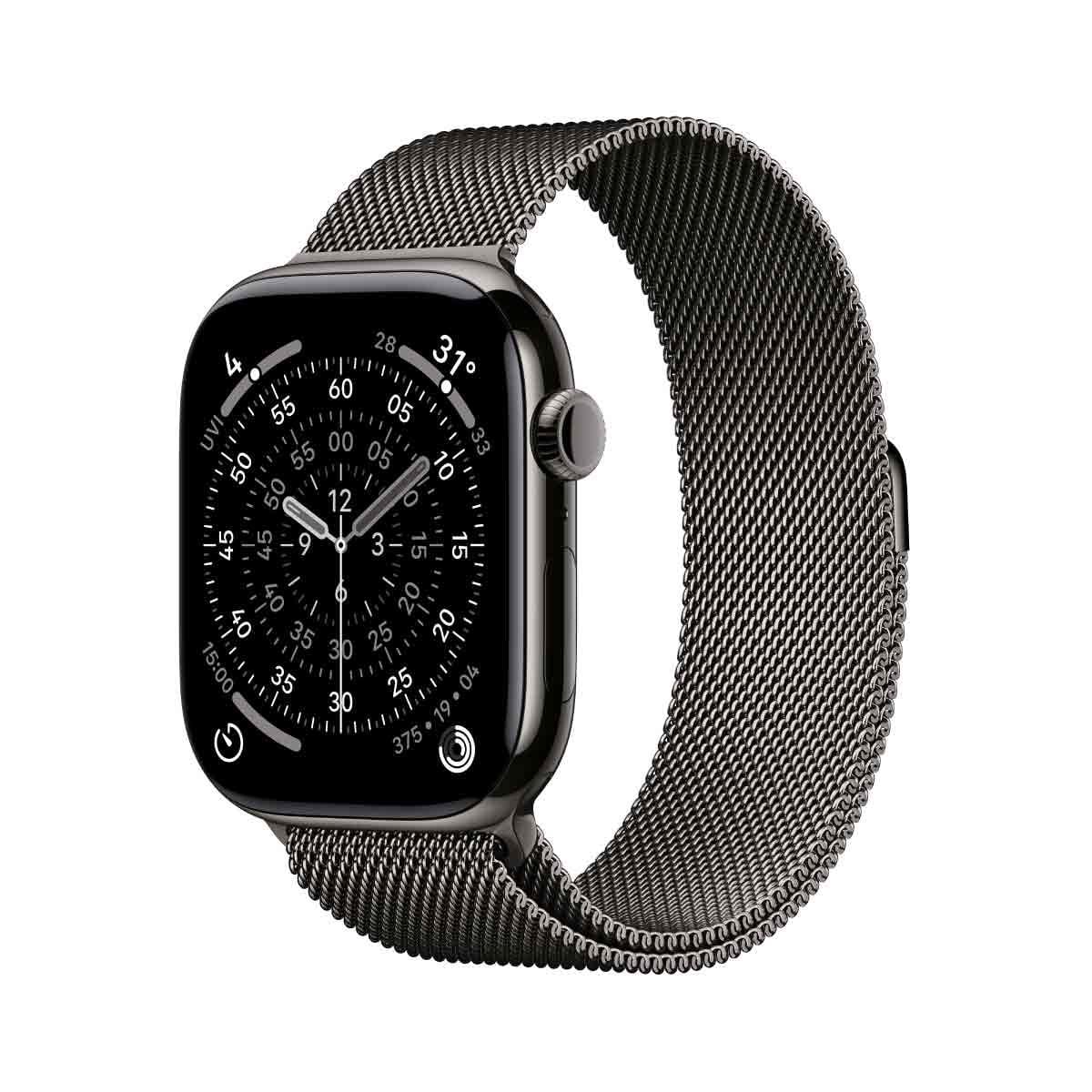 Apple Watch Series 11 รุ่น GPS + CELLULAR | ตัวเรือนไทเทเนียม สีเทาสเลท 46 มม. | สายแบบ Milanese Loop สีเทาสเลท ขนาด M/L