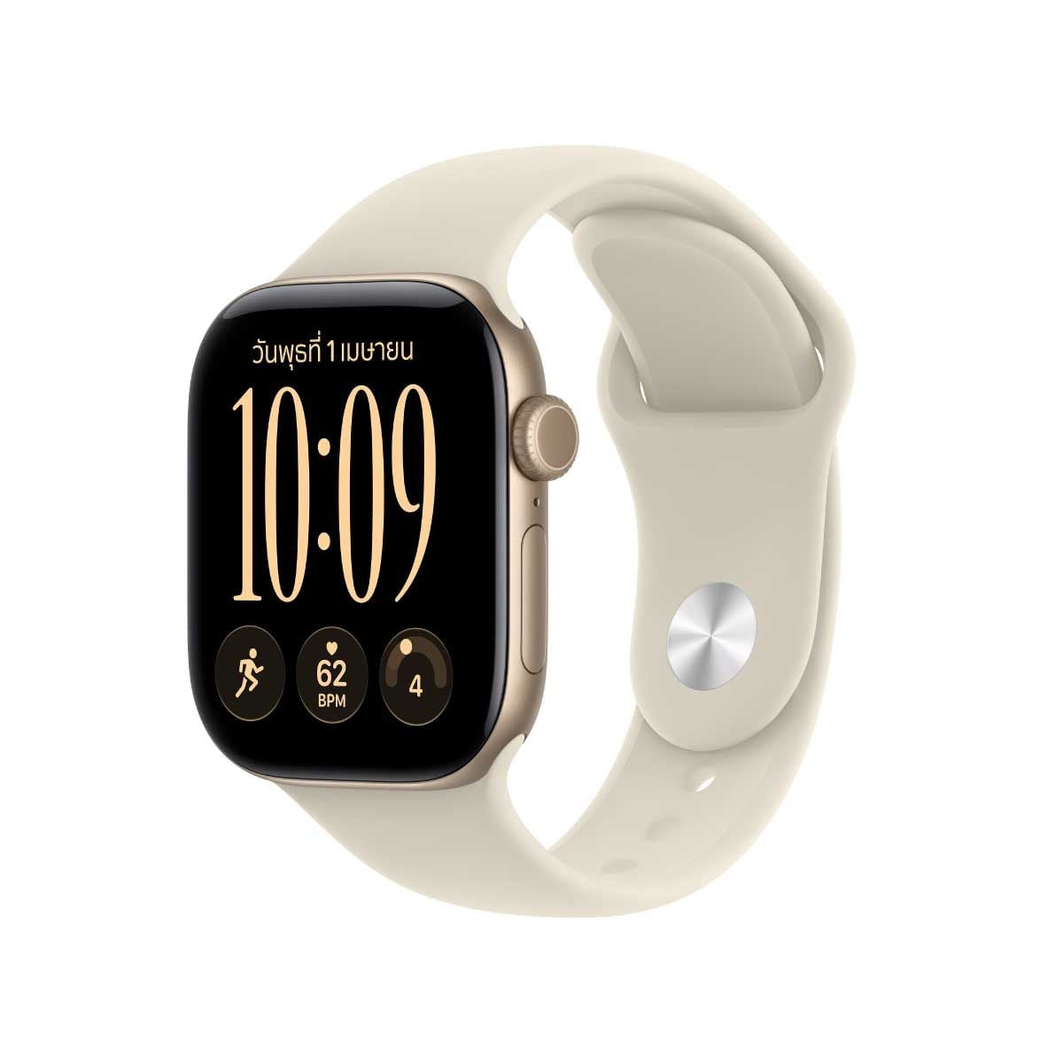 Apple Watch Series 12 รุ่น GPS + Cellular ตัวเรือนอะลูมิเนียม สีทองอ่อน 42 มม. สายแบบ Sport Band สีทราย ขนาด S/M (Pre-Order รับสินค้าวันที่ 19 ต.ค. 69 เป็นต้นไป)