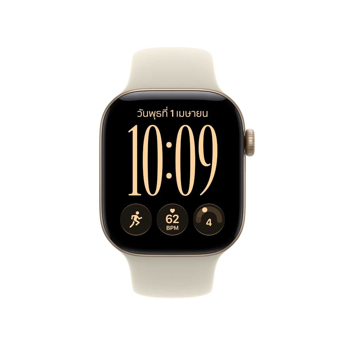 Apple Watch Series 12 รุ่น GPS + Cellular ตัวเรือนอะลูมิเนียม สีทองอ่อน 42 มม. สายแบบ Sport Band สีทราย ขนาด S/M (Pre-Order รับสินค้าวันที่ 19 ต.ค. 69 เป็นต้นไป)