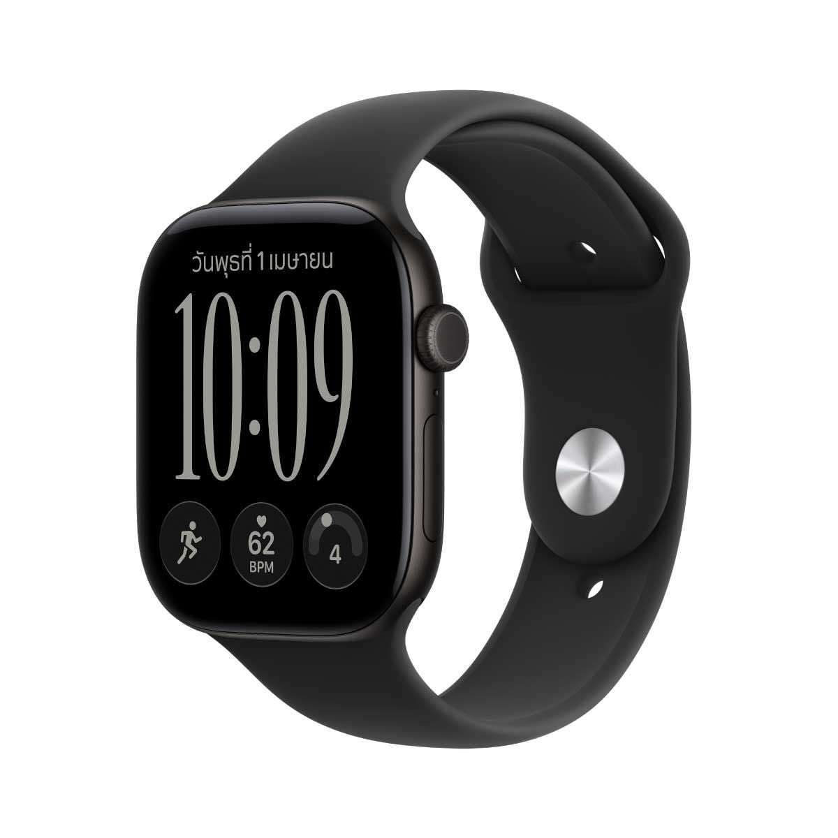 Apple Watch Series 12 รุ่น GPS ตัวเรือนอะลูมิเนียม สีดำ 46 มม. สายแบบ Sport Band สีดำ ขนาด M/L (Pre-Order รับสินค้าวันที่ 19 ต.ค. 69 เป็นต้นไป)
