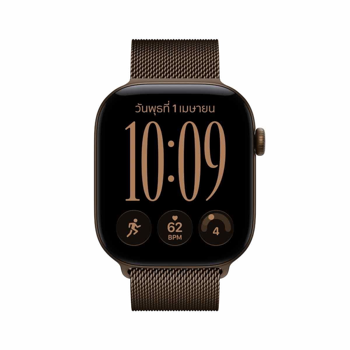 Apple Watch Series 12 รุ่น GPS ตัวเรือนอะลูมิเนียม สีบรอนซ์เข้ม 46 มม. สายแบบ Milanese Loop สีบรอนซ์เข้ม ขนาด M/L (Pre-Order รับสินค้าวันที่ 19 ต.ค. 69 เป็นต้นไป)