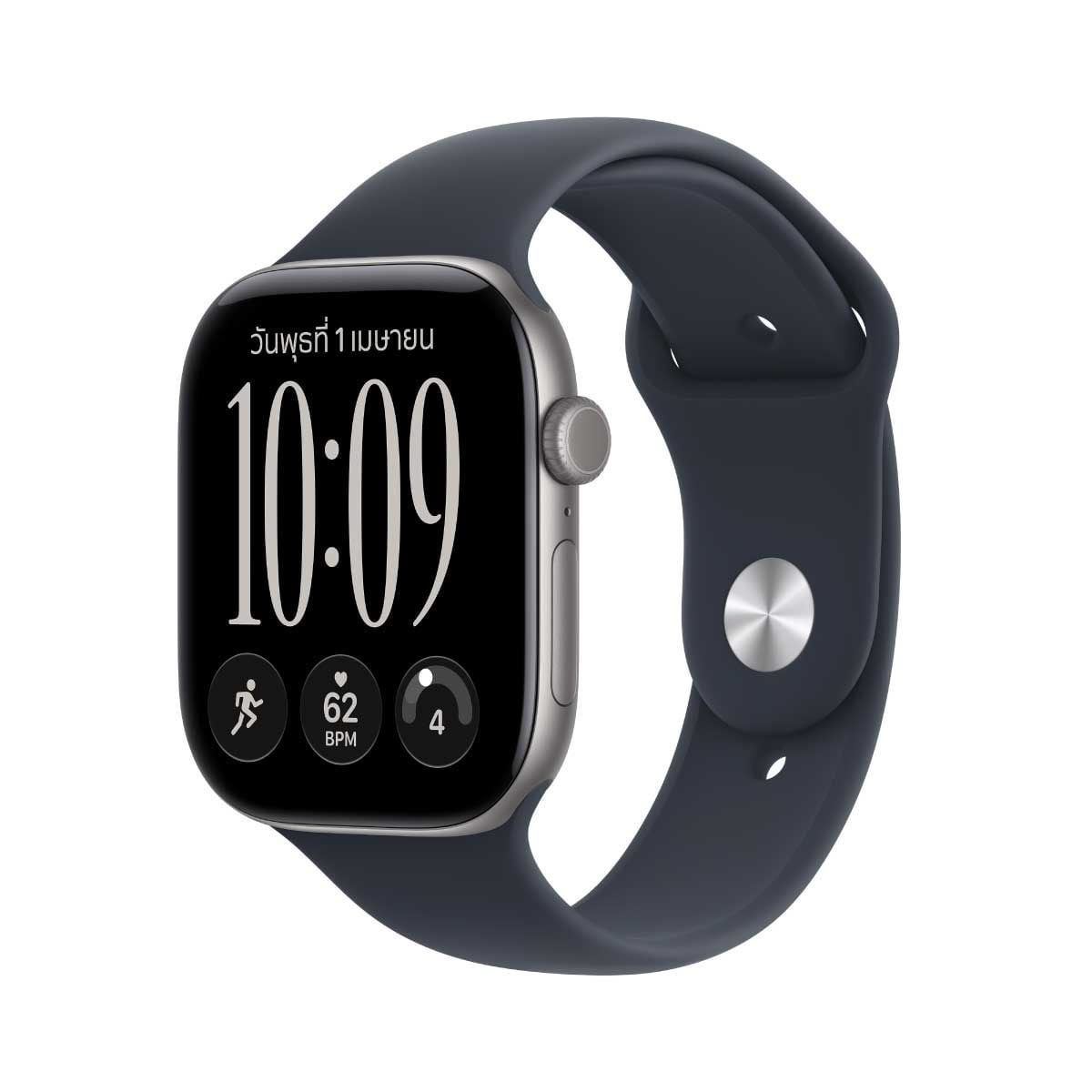 Apple Watch Series 12 รุ่น GPS ตัวเรือนอะลูมิเนียม สีเทาสเปซเกรย์ 46 มม. สายแบบ Sport Band สีนาวีบลู ขนาด M/L (Pre-Order รับสินค้าวันที่ 19 ต.ค. 69 เป็นต้นไป)