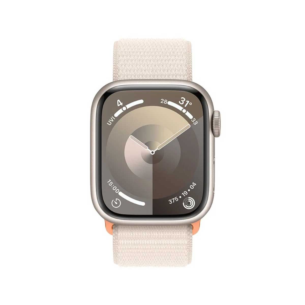 Apple Watch Series 9 ตัวเรือนอะลูมิเนียม สี Starlight ขนาด 41 มม. รุ่น GPS สายแบบ Sport Loop สี Starlight