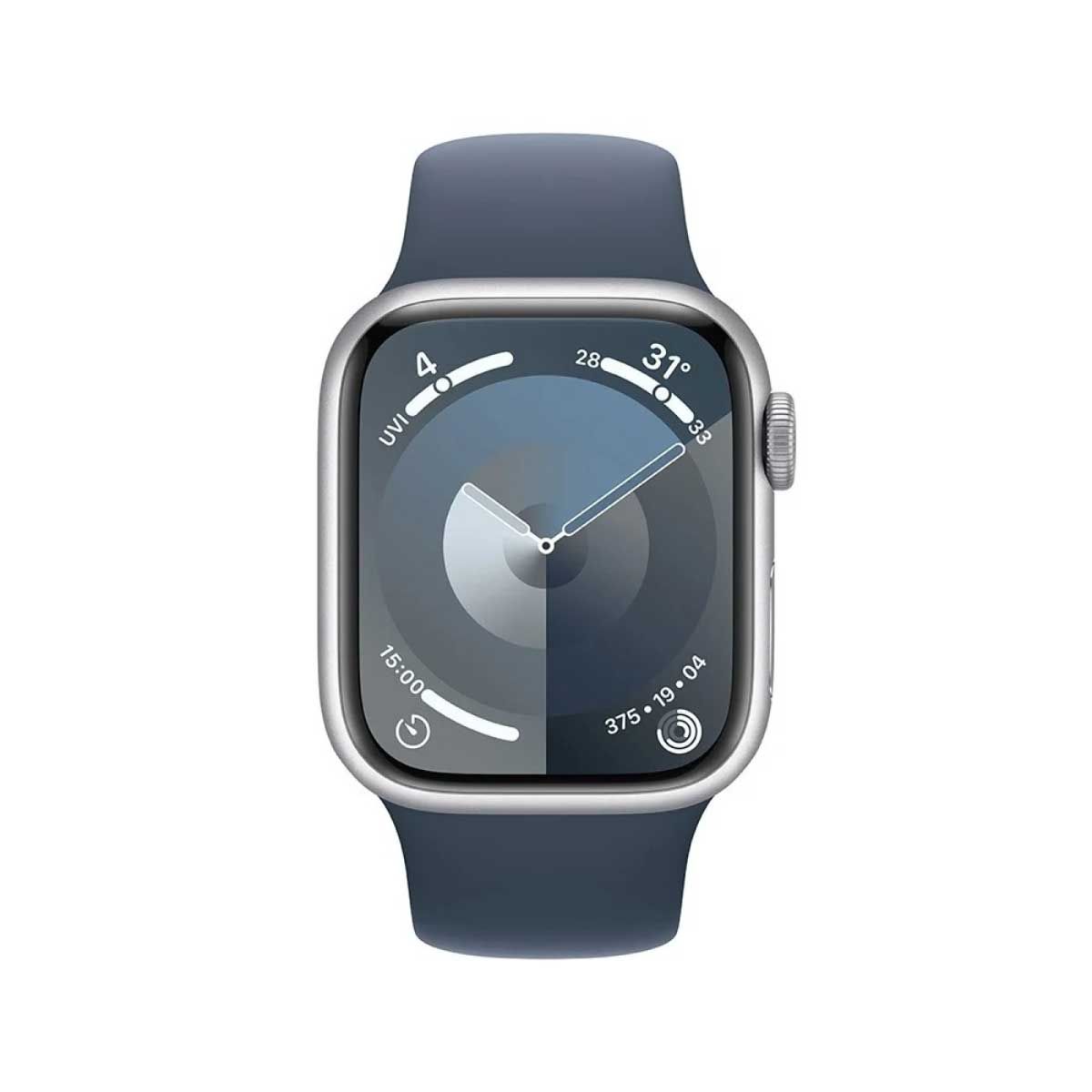 Apple Watch Series 9 ตัวเรือนอะลูมิเนียม สี Silver ขนาด 41 มม. รุ่น GPS สายแบบ Sport Band สี Storm Blue (M/L)