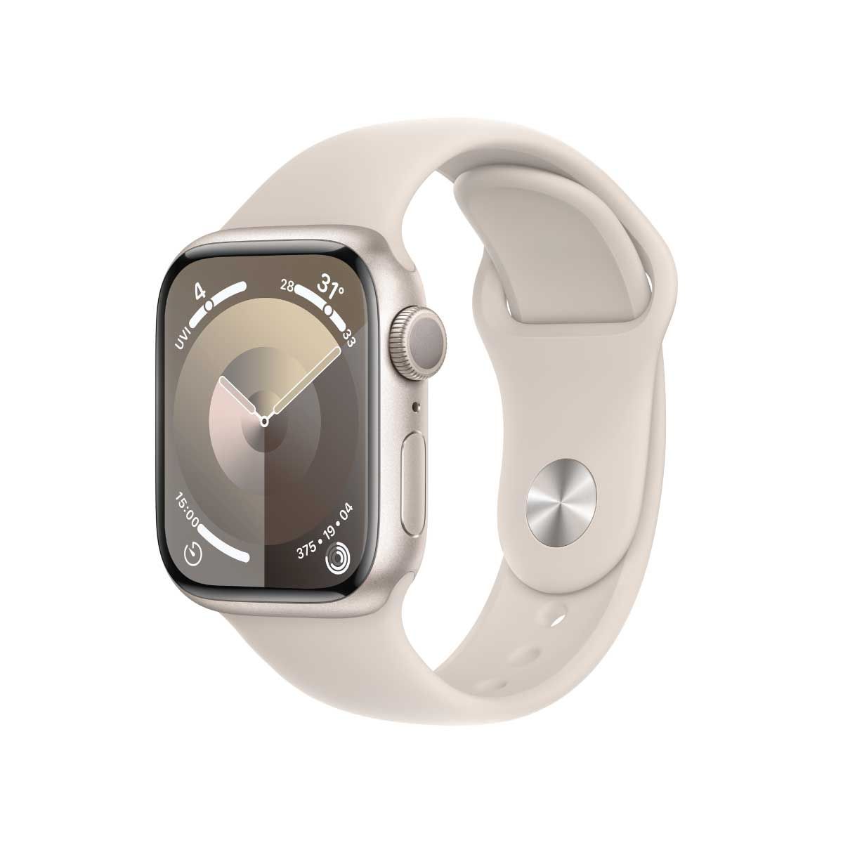 Apple Watch Series 9 ตัวเรือนอะลูมิเนียม สี Starlight ขนาด 41มม. รุ่น GPS สายแบบ Sport Band (S/M)